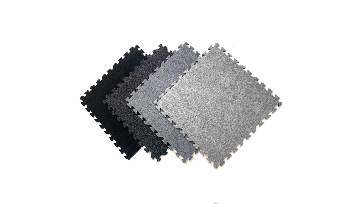 Interlocking carpet tiles for trade show flooring