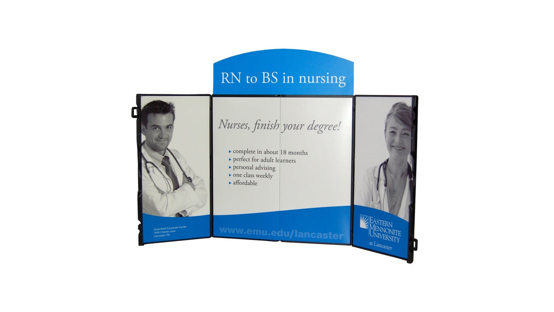 ShowStyle briefcase table top display with graphics