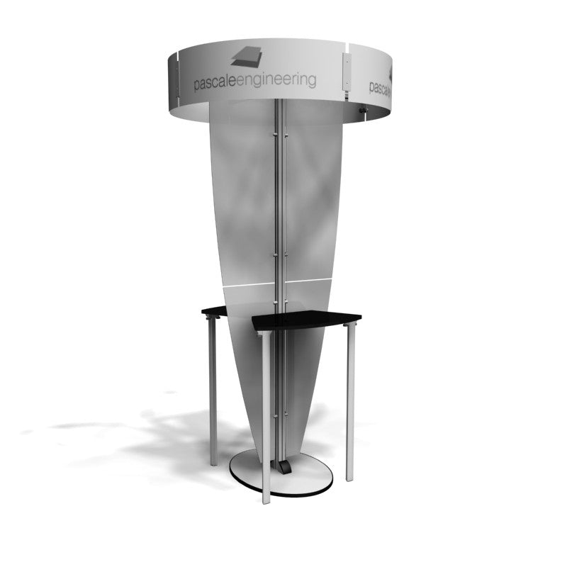 Exhibit Line Kiosk With Halo and Two Counters